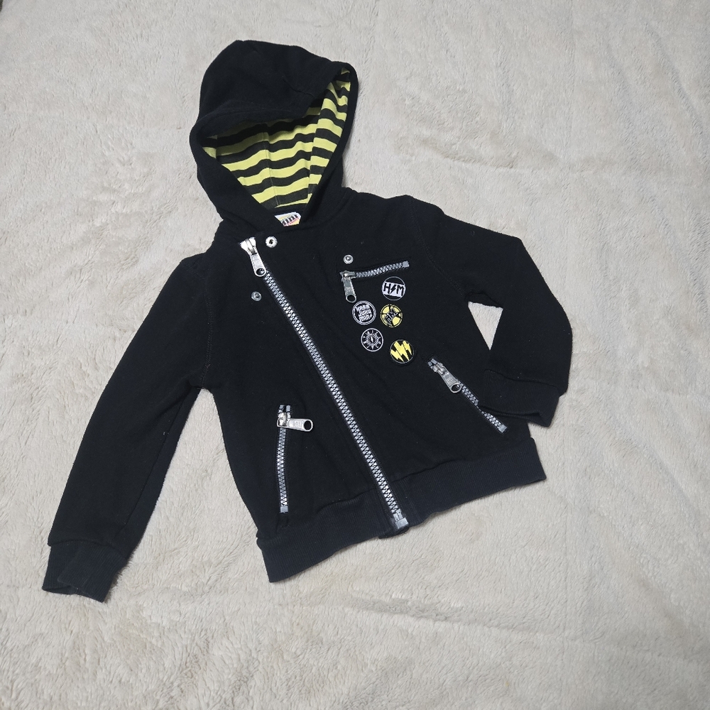 Moto Harajuku Mini biker jacket with attached hood Medium 12-18 months
